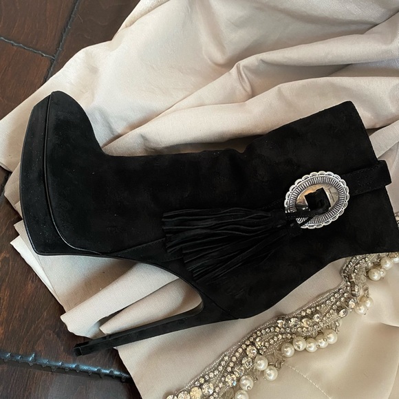 Saint Laurent Janis 105 Western Buckle Concho Ankle Boots Booties 39 - Picture 9 of 14